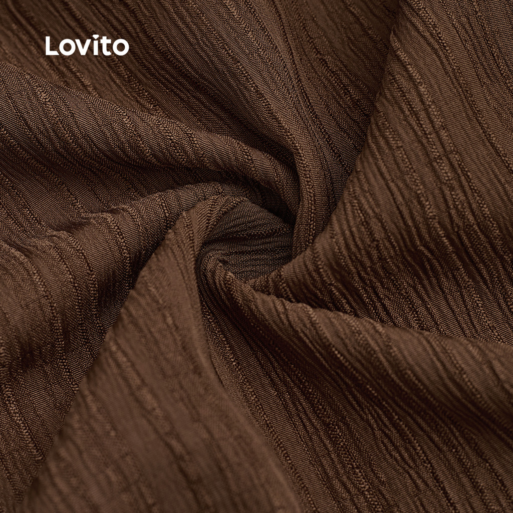 Lovito เดรสลำลองสำหรับวันหยุดพักผ่อน มีซิป สีน้ำตาล สำหรับผู้หญิง เหมาะสำหรับฤดูใบไม้ผลิ/ฤดูร้อน L154LD221 - รูปที่ 3