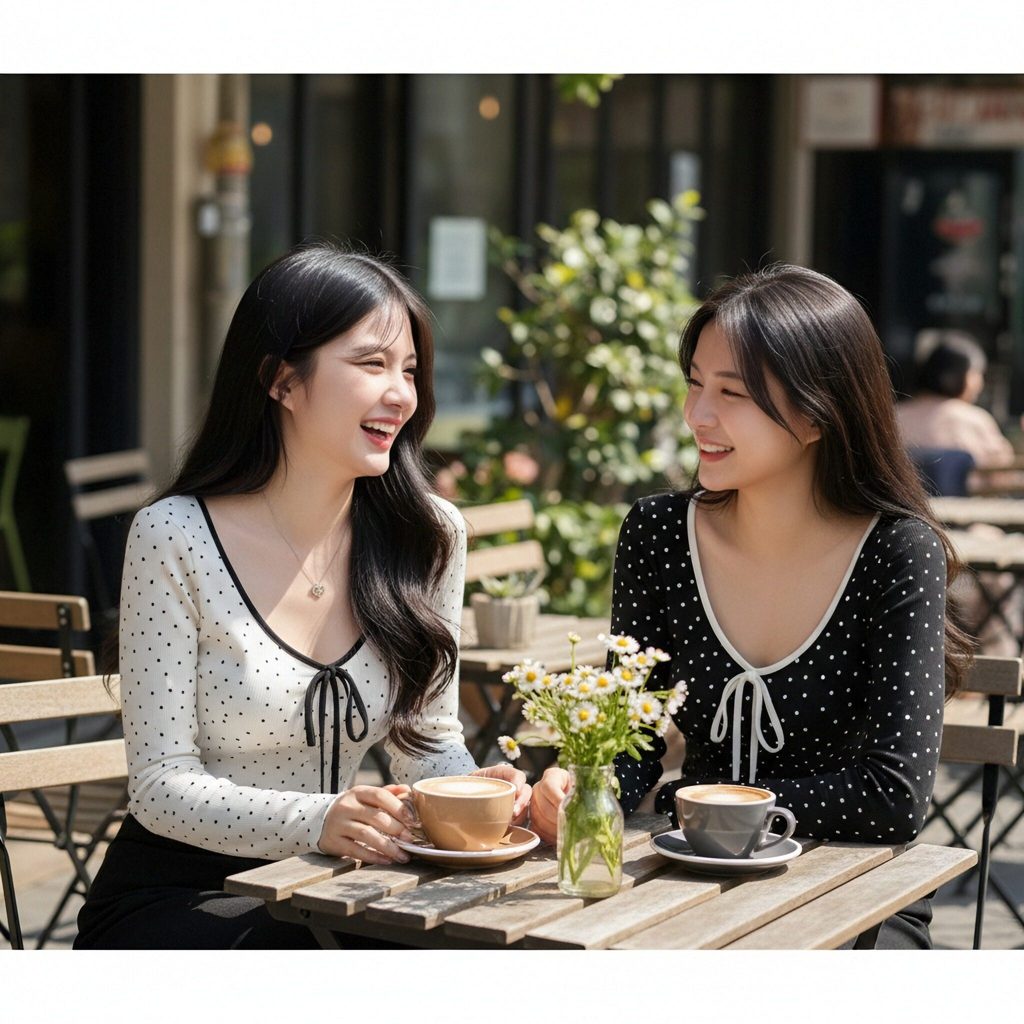 เสื้อยืดแขนยาวลายจุดแฟชั่นใหม่ล่าสุดแต่งโบว์หน้าสวยสะดุดตา