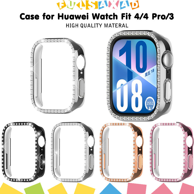 Diamond Bling PC Case สำหรับ for Huawei Watch Fit 4/4 Pro/3 พร้อม เยื่อห ป้องกันหน้าจอและ เฟรม ครอบรอบ พร้อมอุปกรณ์เสริม