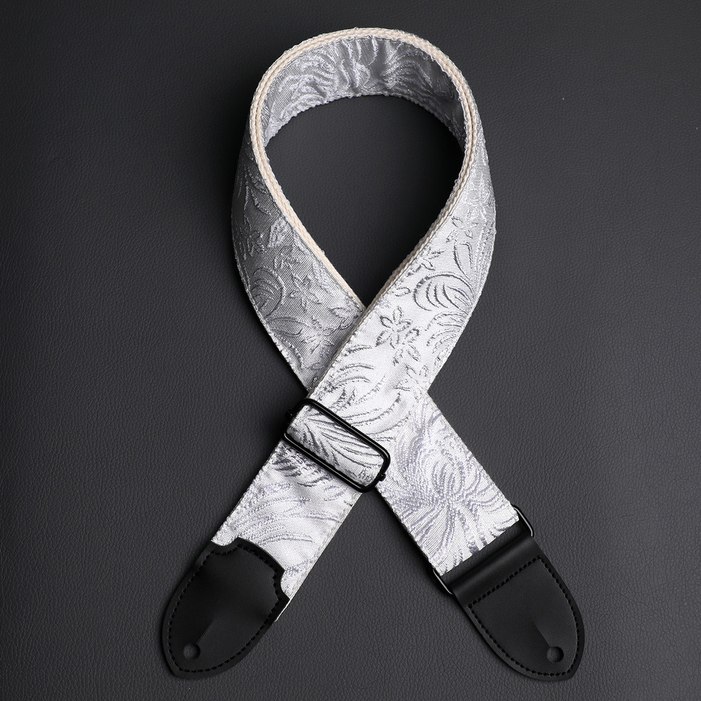 Original Silver Wire Jacquard Universal Guitar Strap เหมาะสําหรับสายรัดกีตาร์ไฟฟ้าทุกชนิด Bass Acous
