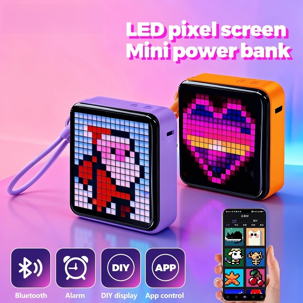 ชาร์จ 5000mAh LED พิกเซลจอแสดงผล Night Light DIY จอแสดงผลแผง Matrix สนุกข้อความและนาฬิกาดิจิตอลเด็กผู้ใหญ่ Gaming Room Decor