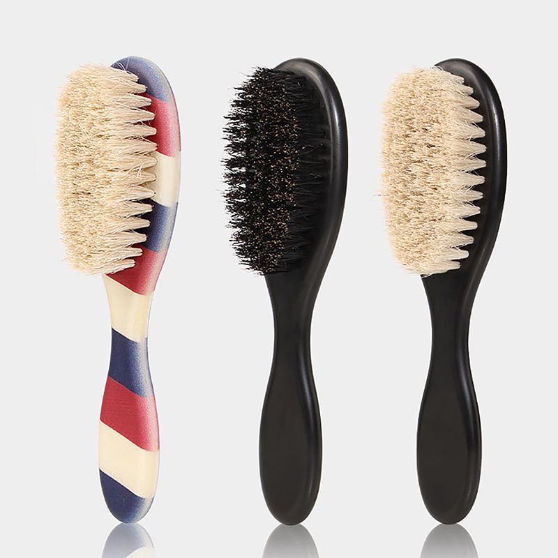 HSTH Boar ขนแปรงวัสดุ Dual-Purpose Beard Brush ชุดโกนหนวดร้านตัดผม Perfessional เครื่องมือลด Frizz แปรงโกนหนวด HSTH