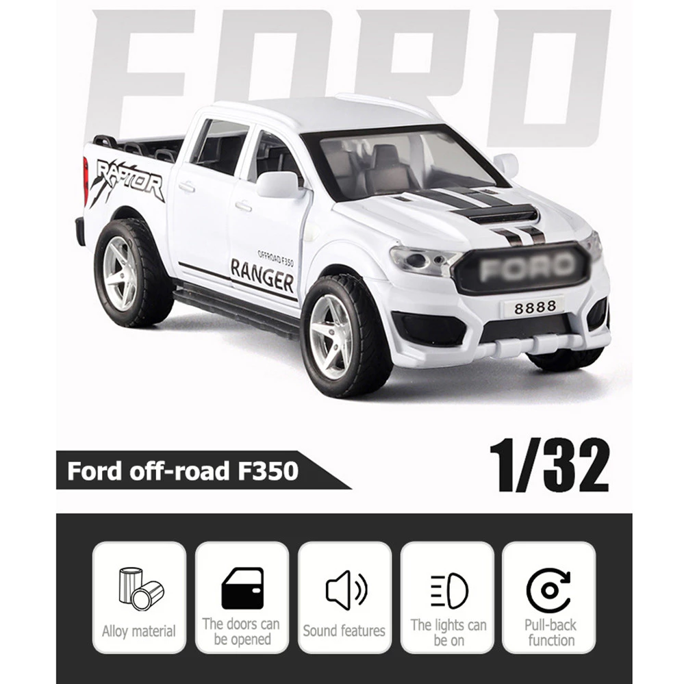 พร้อมส่ง โมเดลรถ Pickup Ford F350 1/32 รถบรรทุกของเล่น มีไฟมีเสียง ประตูเปิดได้ thumbnail 5