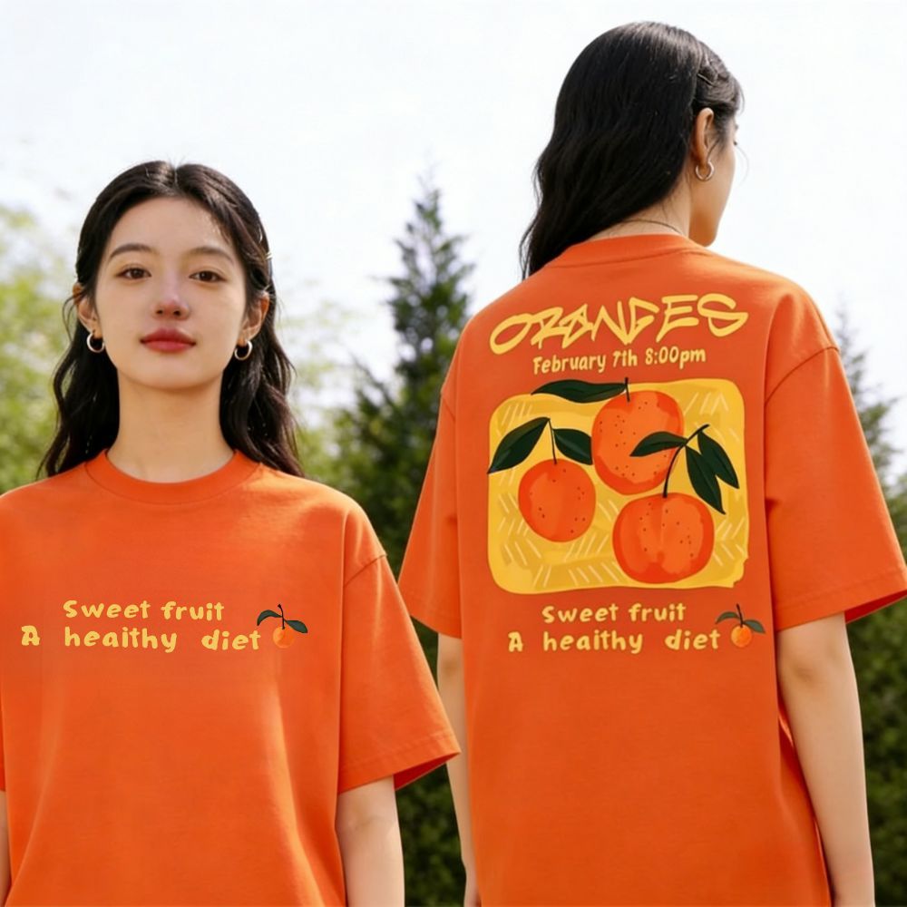 TeeTwoOne เสื้อน่ารัก“Orange”เสื้อยืดผ้าCOTTON100% เสื้อยืดแขนสั้นผู้ชายOVERSIZEเสื้อแฟชั่นuหญิง ชาย【COD】 – โปรปัง