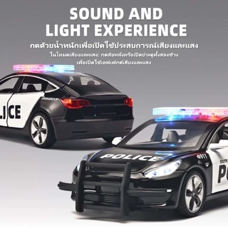 โมเดลรถ TESLA Model 3 Police 1:32 โมเดลรถตำรวจอัลลอย ทุกประตูเปิดได้ ของเล่นรถสำหรับเด็กผู้ชาย