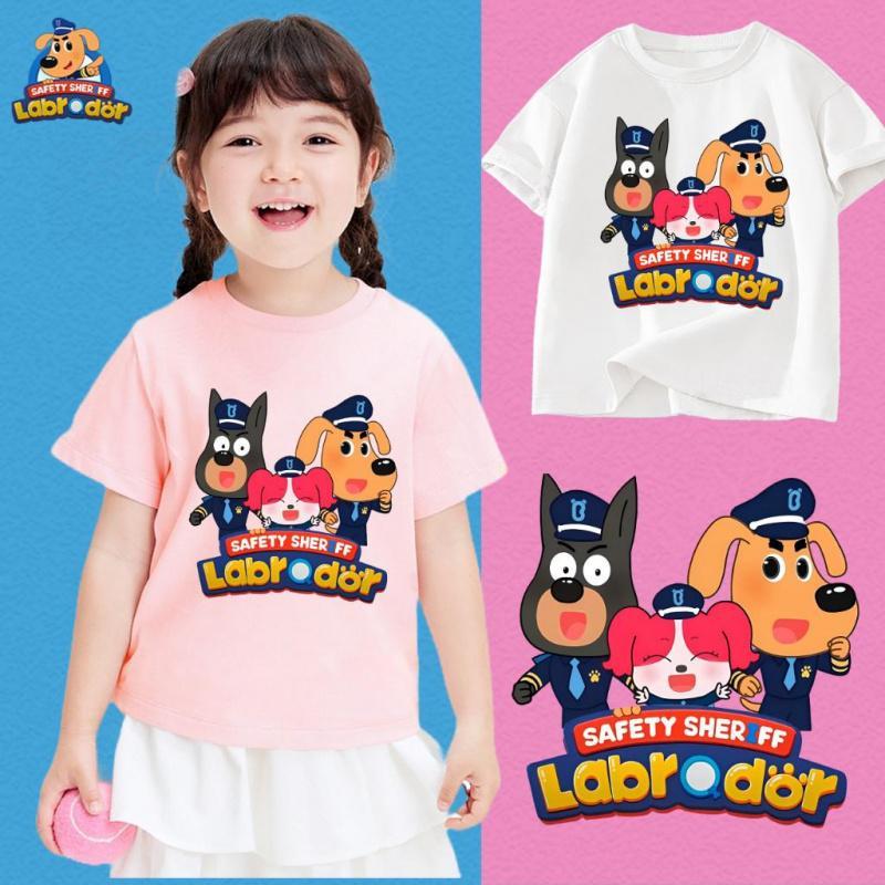 [COD]พร้อมส่ง เสื้อยืดเด็ก นายอำเภอลาบราดอร์ Sheriff Labrador Kid‘T-shirt พิมพ์ลาย   แขนสั้นท็อปส์+New เสื้อผ้าเด็ก เสื้