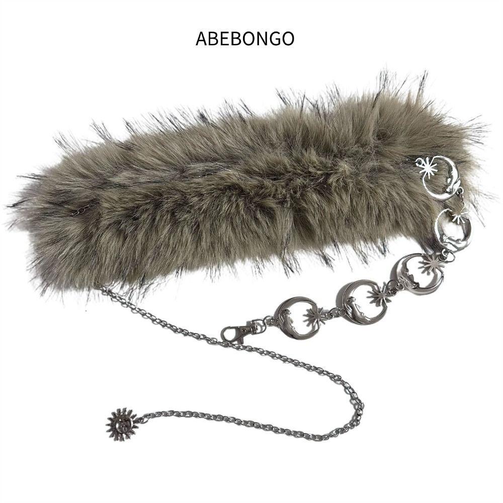 เข็มขัดหนังเทียมขน faux fur สไตล์ punk และ vintage Y2K ออกแบบอินเทรนด์ เพอร์ฟูเรียร์สำหรับสาวเผ็ด