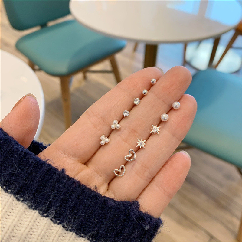 ต่างหูเงินสเตอร์ลิง S925 เพียร์ซ pearl ดีไซน์เรียบหรู เหมาะสำหรับนักเรียน รหัส 6122