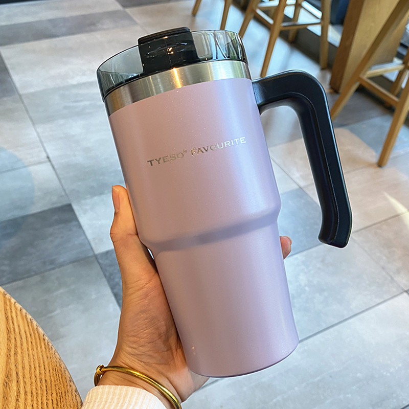 แก้วเก็บความร้อน แก้วนํา้ Tyeso tyeso พร้อมหลอดผู้ชายผู้หญิงสแตนเลส