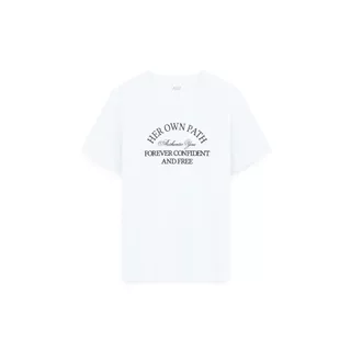 AIIZ เสื้อยืดคอกลมผู้หญิง พิมพ์ลาย