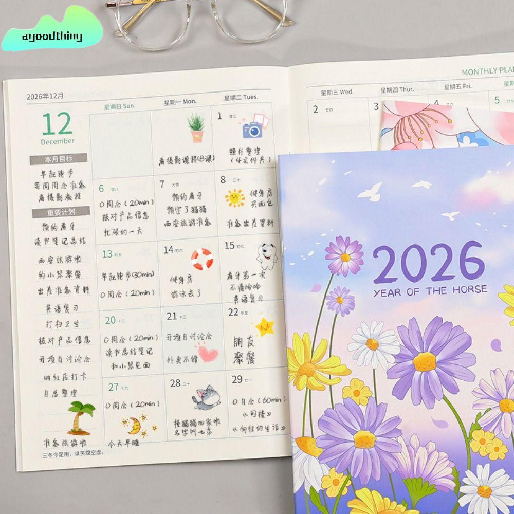 AGOODTHING 2026 Schedules Notebook, Work Effic Learning Plan Planner Notebook, Portable A4 A5 Life C
