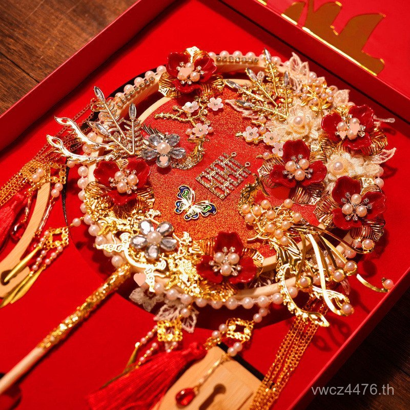 วัสดุพัดลมผลิตภัณฑ์สําเร็จรูปสองด้าน Happy Group Fan Xiusehe งานแต่งงานงานแต่งงานคู่กระเป๋าพัดลมเจ้า