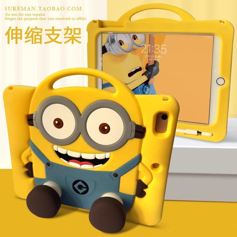 2026 3D การ์ตูน Minions สําหรับ iPad Mini Air 2 3 4 5 6 7/Pro 9.7-11 (2018-2025)/7th 8th 9th/10th Gen M3 M2 ฝาครอบเด็กแท็บเล็ต Shell