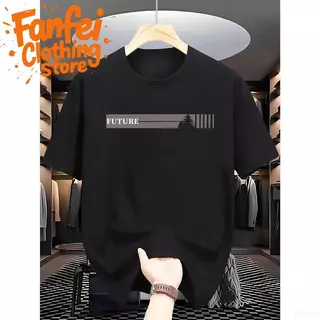Fanfei เสื้อยืดผู้ชาย คอกลม แขนสั้น ลายเท่ๆ เสื้อ T-shirt แฟชั่นชาย สไตล์เกาหลี [ส่งเร็ว 24 ชม.]