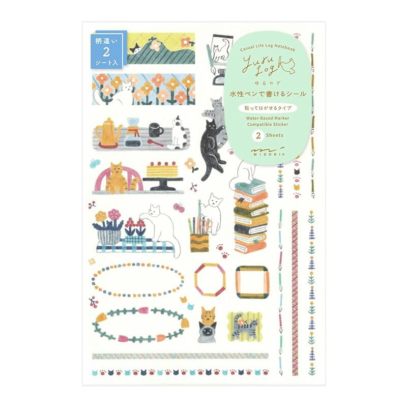 Midori Yuru-log Stickers - 2 Pieces in Various Patterns