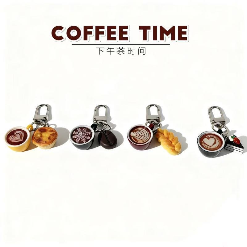 Mini Coffee Cup Pendant for Bag Aesthetic Latte Art Keychain Coffee Shop Friend Beans Small Gift