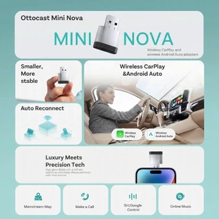 2026 ใหม่ OTTOCAST 2 in 1 MINI NOVA แบบมีสายไร้สาย CarPlay Android อะแดปเตอร์อัตโนมัติ Plug and Play รถอุปกรณ์เสริม