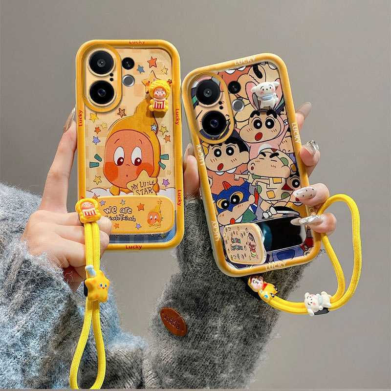 เคส For Vivo V60 5G / V60e 5G / T4 Pro 5G tpu JMZJ หรูหรากระจกขาตั้ง Lanyard เคสโทรศัพท์ A2q