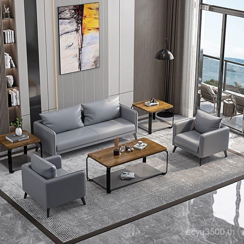 ใช้รวมกันสํานักงานโซฟาแผนกต้อนรับส่วนหน้าโต๊ะกาแฟที่เรียบง่ายทันสมัยโซฟาสํานักงานธุรกิจใหม่สันทนาการ