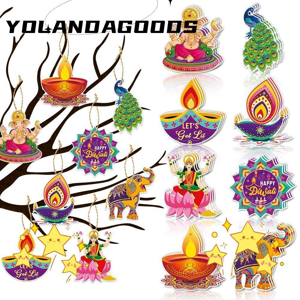 YOLA Diwali แขวนประตูจี้, DIY Happy Diwali Diwali แขวนเครื่องประดับ, แฟชั่นกระดาษ Deepavali ตกแต่งตก