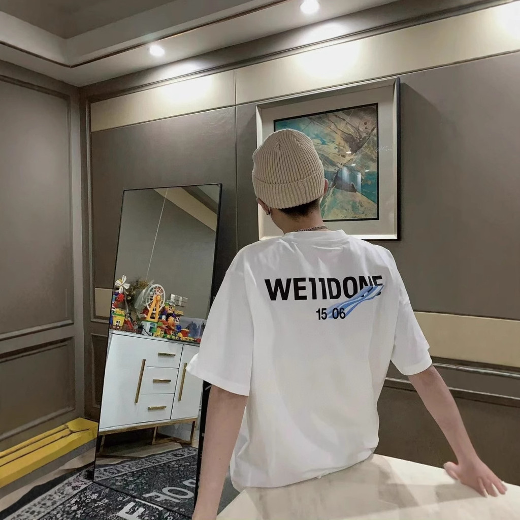 EGPL Welldone Welldone Wave 1506 พิมพ์แขนสั้นผู้ชายผู้หญิงหลวมเสื้อยืดผ้าฝ้ายแท้