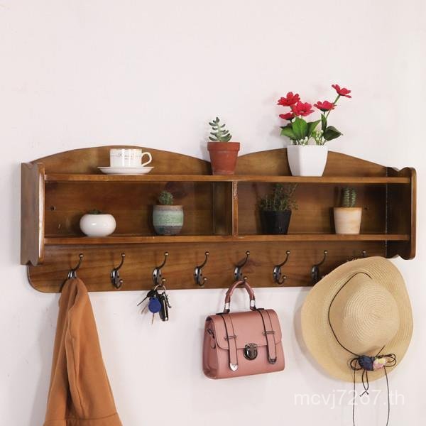 In-Room Hook แขวนในครัวเรือนไม้สไตล์จีนแขวนกระเป๋า Entrance Wall ในร่ม Coat Rack Room แขวนผนังใหม่ E