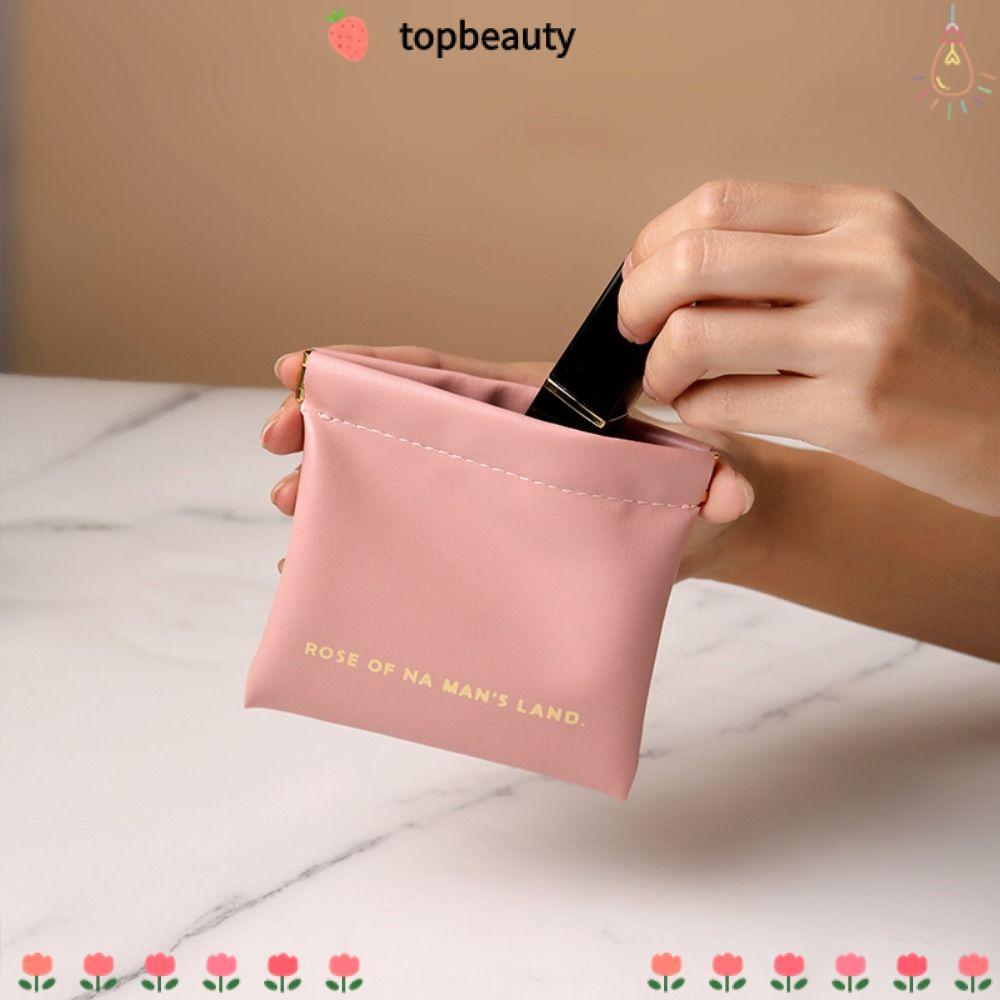 Topbeauty กระเป๋าจัดระเบียบเครื่องสําอาง,กระเป๋าแต่งหน้าลิปสติกแบบพกพา,แฟชั่นPU Mini Travel Keyกระเป๋าใบเล็กผู้หญิงสาว