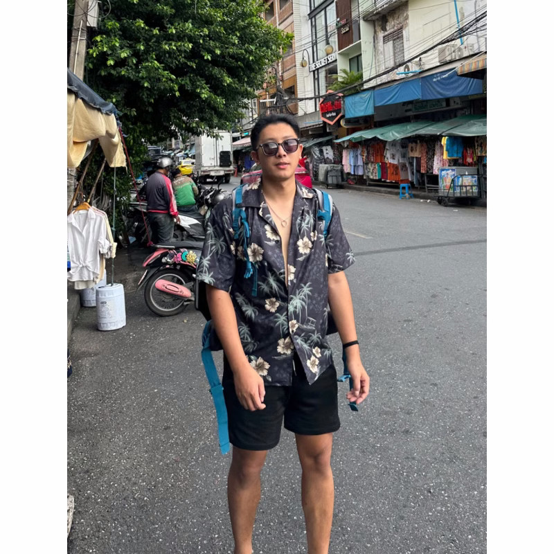 Island Vacation Style Coconut Print Shirt Men Loose Fashion Beachwear Travel Cuban Collar Short Slee