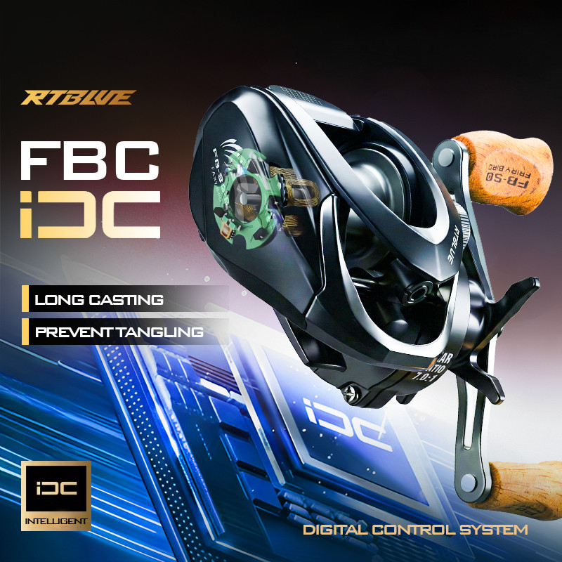 BEARKING RTBLUE FBC-DC Spinning Reel ตัวเรือนคาร์บอน สpool 6+1BB เหมาะสำหรับการแคสท์ไกลและลากน้ำหนักได้ถึง 5 กก. ในน้ำจืดและน้ำเค็ม