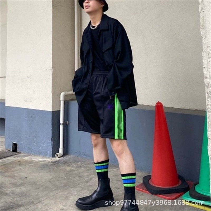 CNQF Needles track Joint Name STUDIOUS Embroidered retro loose casual shorts