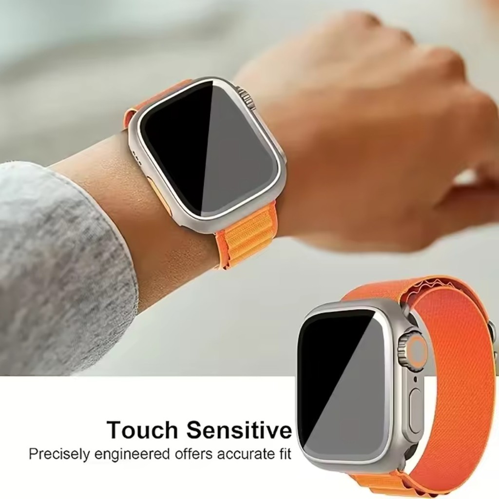 2-in1 Strap + Case Trail Nylon Loop Band กระจกนิรภัยป้องกันหน้าจอสําหรับ Apple Watch S11 46 มม.42 มม.44 มม.45 มม.40 มม.41 มม.IWatch Series 11 10 9 8 7 6 SE 5 4 se3 - รูปที่ 6