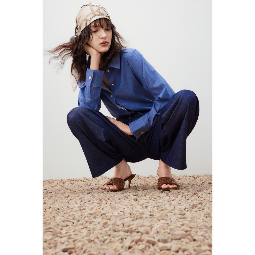 G2000 กางเกงขายาวสำหรับผู้หญิง Wide leg ทรง Wide leg รุ่น 5626123778 สีเดนิม - รูปที่ 5