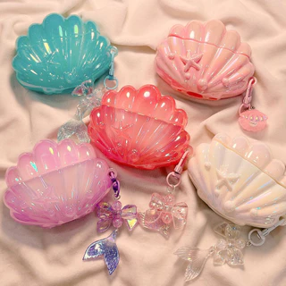น่ารัก Shell Glitter หูฟังสําหรับ Airpods 1 2 3 4 Pro3 Pro2 Pro Shell Charm จี้ซิลิโคน