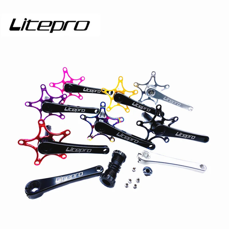 Litepro จักรยานแบบบูรณาการ Hollow Crank 412 น้ําหนักเบาสําหรับ Brompton จักรยานพับ Crankset อลูมิเนี