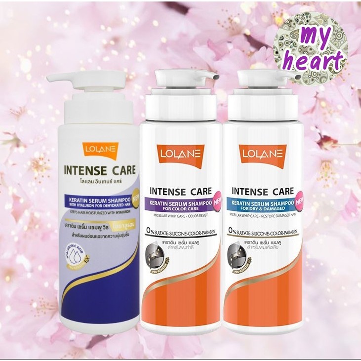LOLANE Intense Care Keratin Serum Shampoo For Dehydrated/Color Care/Dry & Damaged 400 ml โลแลน อินเทนซ์ แคร์ เคราติน เซร