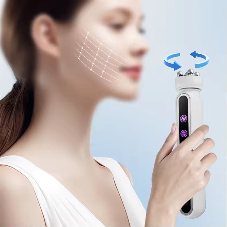 ขายส่ง ออกแบบใหม่ RF EMS Microcurrent LED Face Lifting Home Face Roller การหมุนคอลลาเจนกระตุ้นนวด