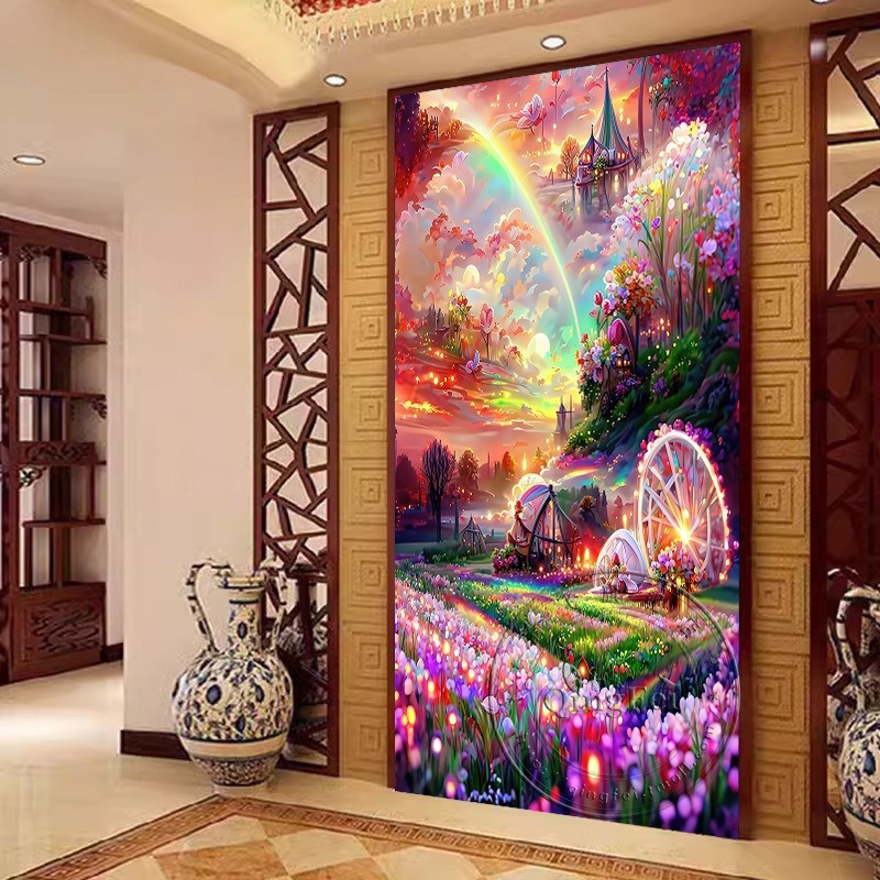 DIY ด้ายฝ้าย 11CT พิมพ์ Precision CROSS Stitch สไตล์ยุโรป Dreamy สี Clouds ภูมิทัศน์ห้องนอนชุดปักครอ