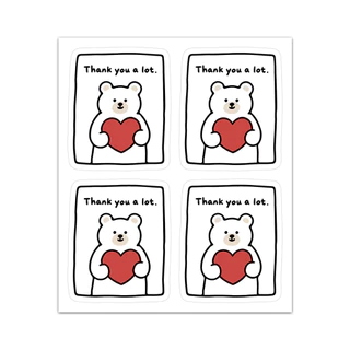 สติกเกอร์น้องหมีส่งใจ สติกเกอร์วาเลนไทน์ สติกเกอร์ Thank You ขนาด 5x6 cm