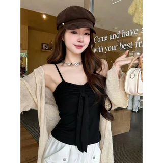 Vogue🌟พร้อมส่ง🌟 เสื้อสายเดี่ยว มีฟองน้ำ แถมเชือก สายปรับได้ ยืดตามตัว ใส่สบาย (FY6172)