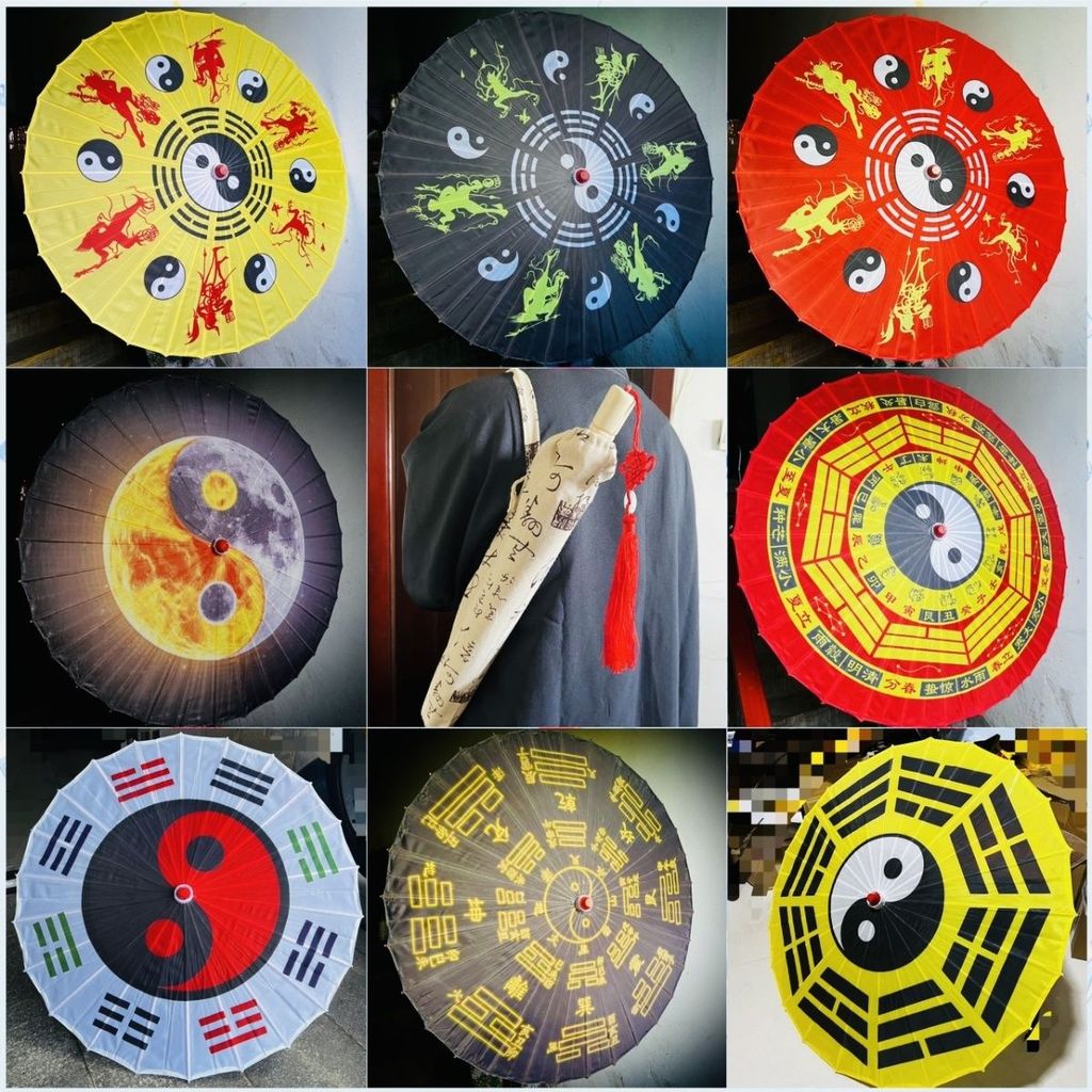 ร่มแปดทิศ (ยันต์ปากัว) ผ้าไหม งานฝีมือ ขนาดใหญ่ 1 เมตร ลายไท่จื้อ สำหรับลัทธิเต๋า ตกแต่งบ้าน เสริมฮวงจุ้ย