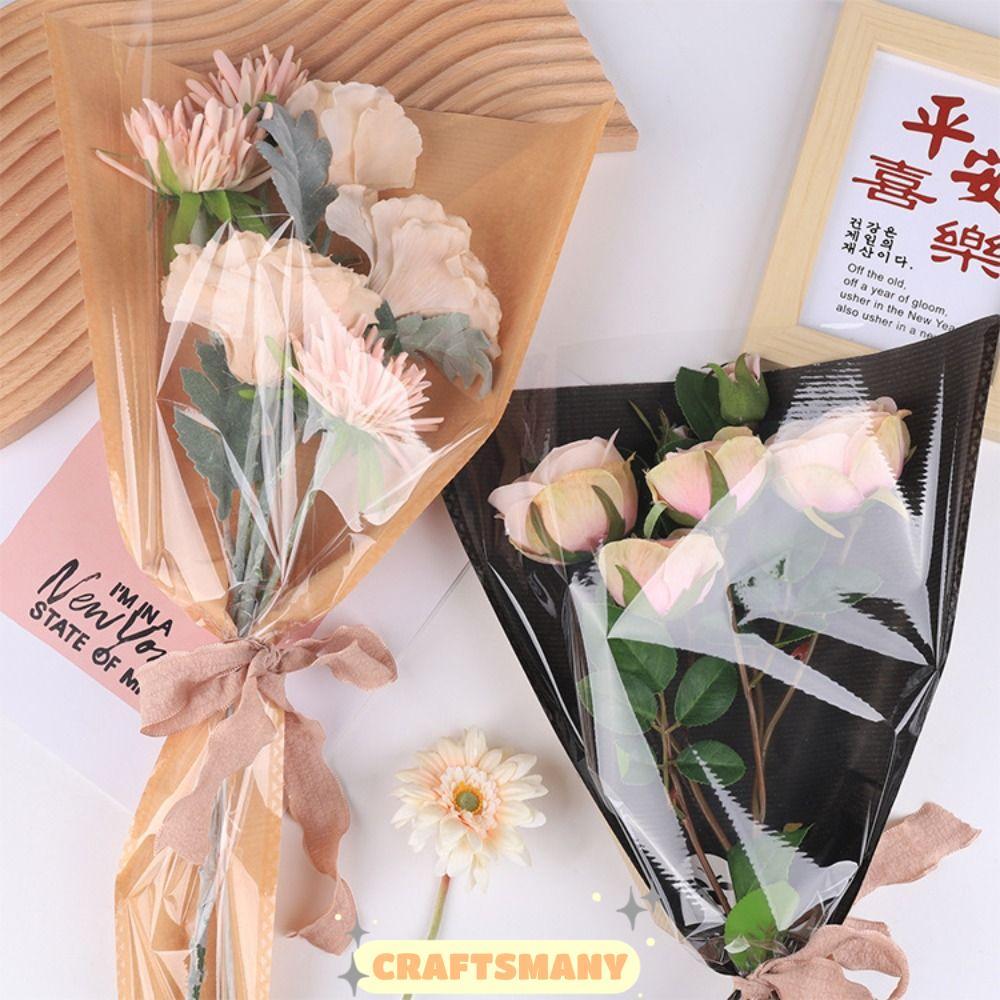 CRAFTSMANY 20/30PCS Rose Packing Sleeve Bag, Plastic Bouquet Packing Bag, Wrapping Sleeve Single Ros