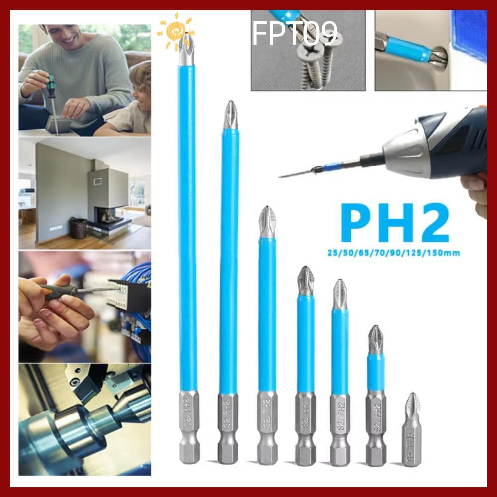 PTKFPT09 7 ชิ้น/เซ็ต Cross Bit, สวมใส่ Anti-Slip ไขควงแม่เหล็กชุด Bit, Hex Shank ความแข็งสูง PH2 ไขค