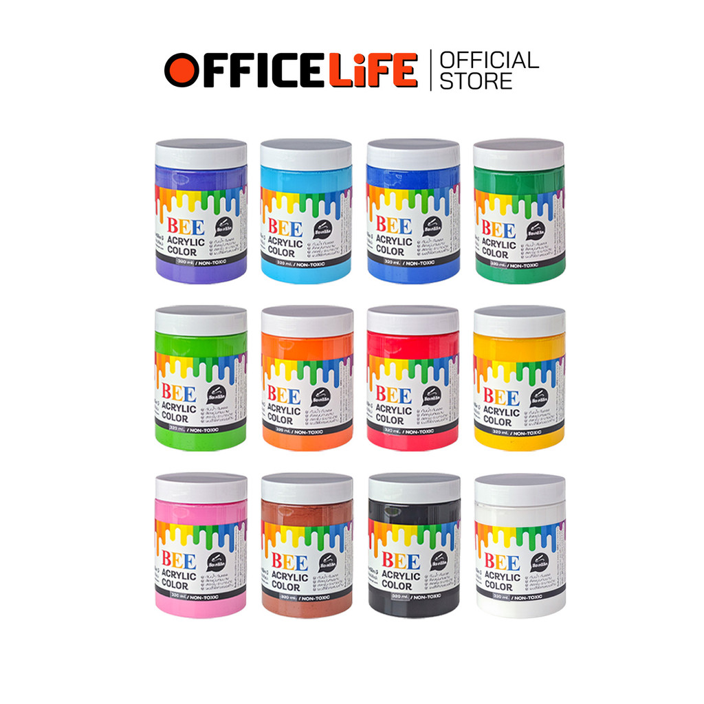 Bee (บี) สีอะคริลิค ขนาด 320 ml มี12 เฉดสี ( 1 ขวด )