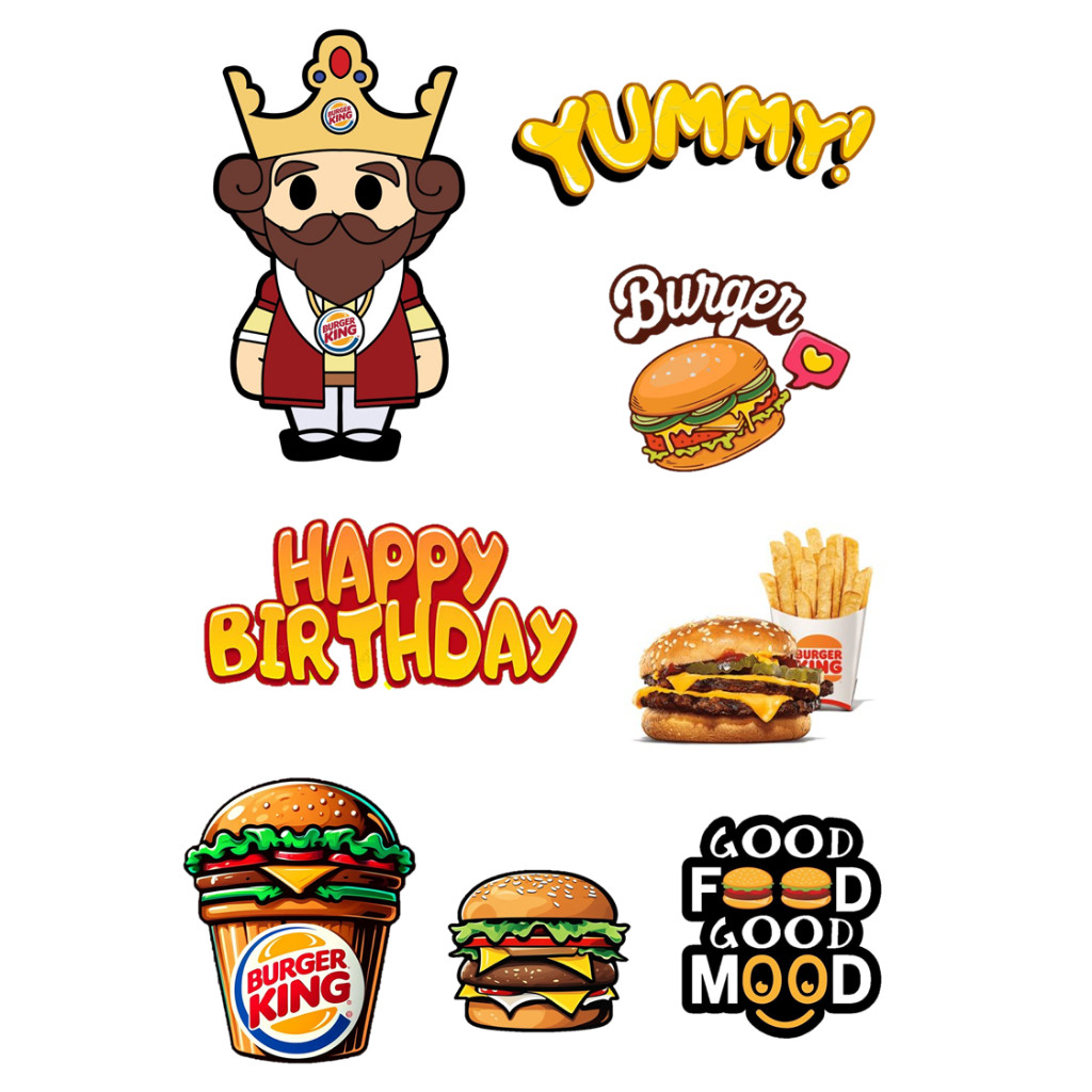 Custom BURGER KING เค้ก Topper วันเกิด Art กล่อง | BURGER KING เค้กท็อปเปอร์