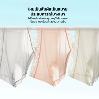 [ซื้อ 1 แถม 1] Crassula แท้ Ice Silk Lace Antibacterial Panty กางเกงใน Crassula รุ่นผ้าIce Silk ขอบลูกไม้