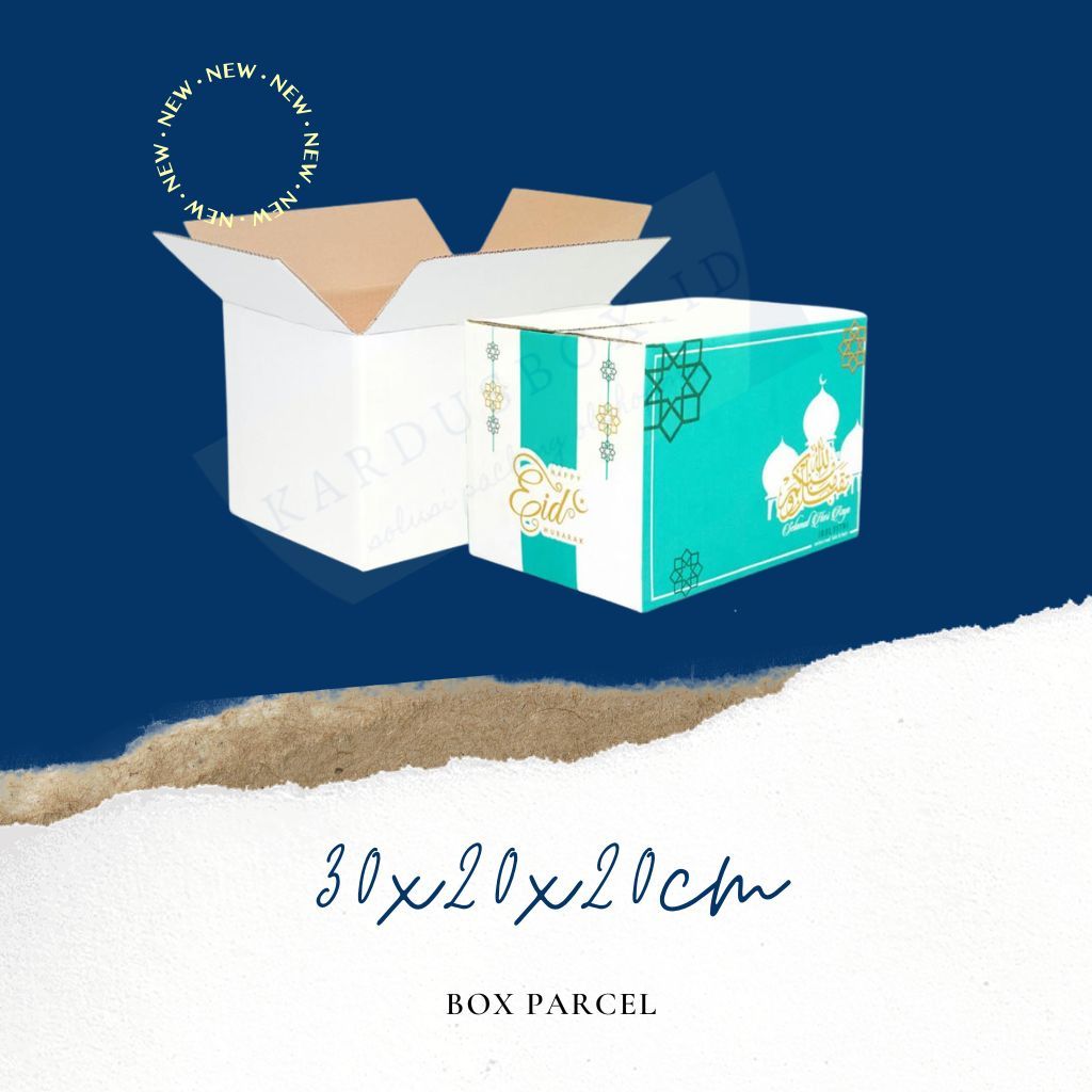 กล่องพัสดุ 30x20x20 (250gr บรรจุ 16 กระปุกเหลี่ยม) กระดาษแข็ง/พัสดุ/พัสดุ/Eid/Eid al-Fitr/Fader/Eid 