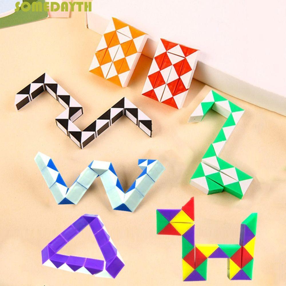 SOMEDAY 24 Speed Magic Snake Ruler, พับรูปร่างพิเศษ Magic Snake Cube, 3D ปริศนา Transformable Cube 3