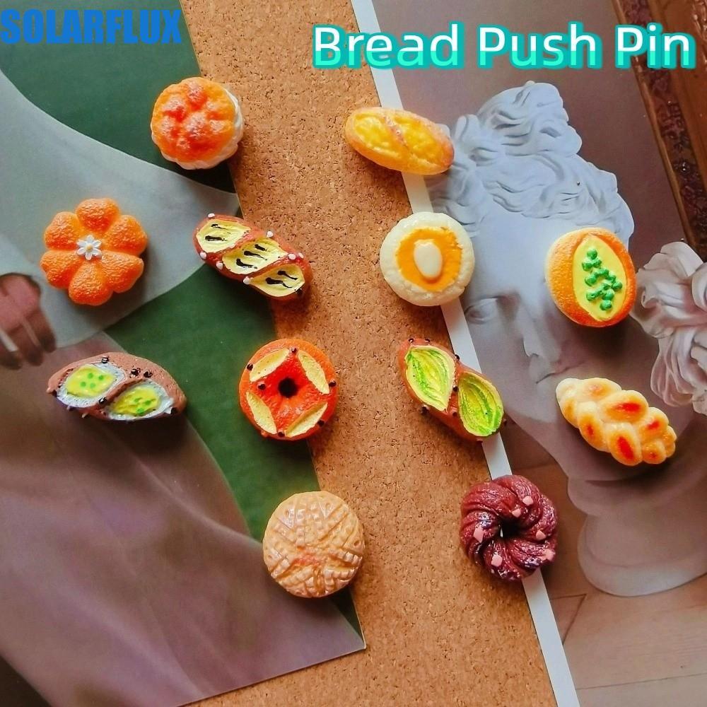 SOLARFLUX 24PCS Felt Board Push Pin, จําลองน่ารักอัลคาไลน์น้ําขนมปัง Push Pin, สะดวกการ์ตูนพลาสติกนุ
