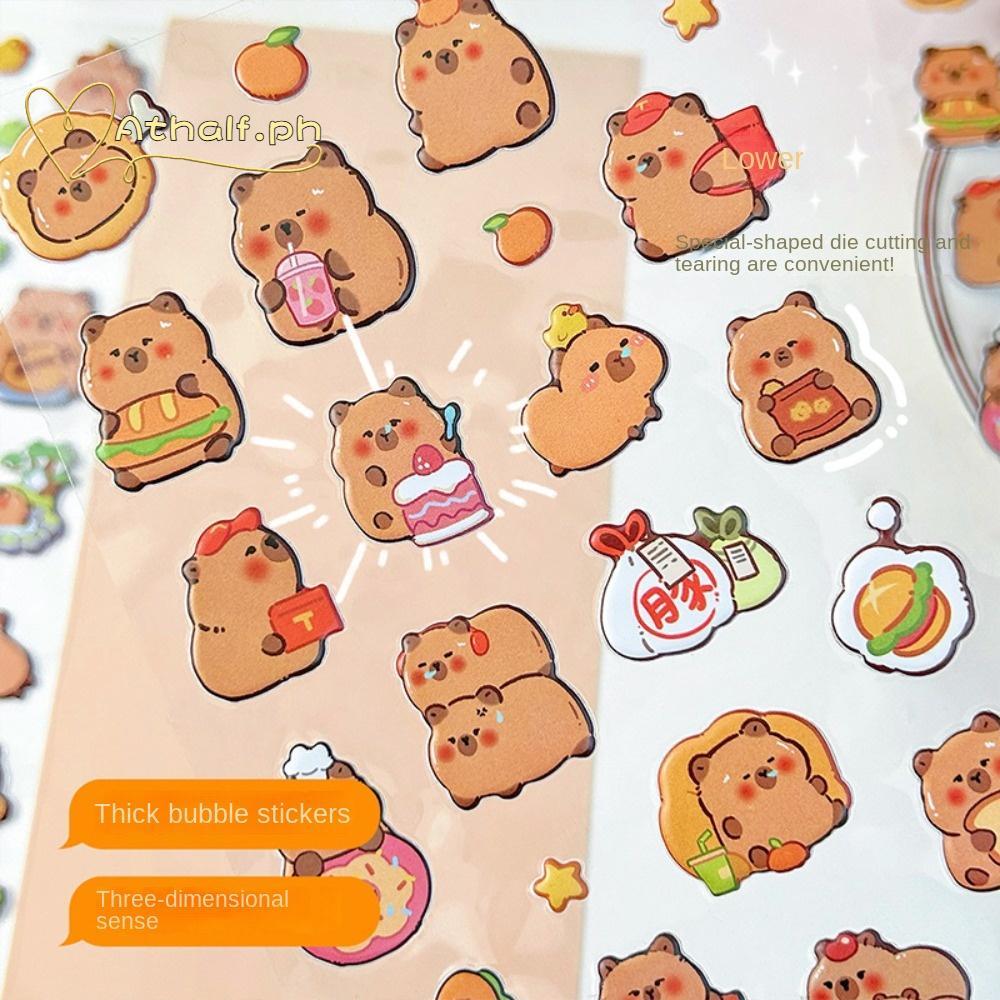 ATHALF Capybara Bubble Stickers, DIY PVC Hand Accounting Stickers, Reusable Easy To Tear Lovely Stat