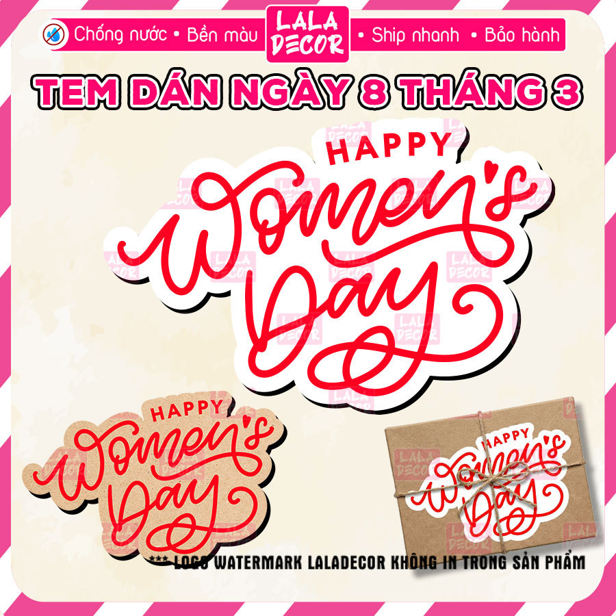 กระดาษคราฟท์ Decal สติกเกอร์ 8/3 Happy Womens Day Lettering Decal Happy International Womens Day 8 ม
